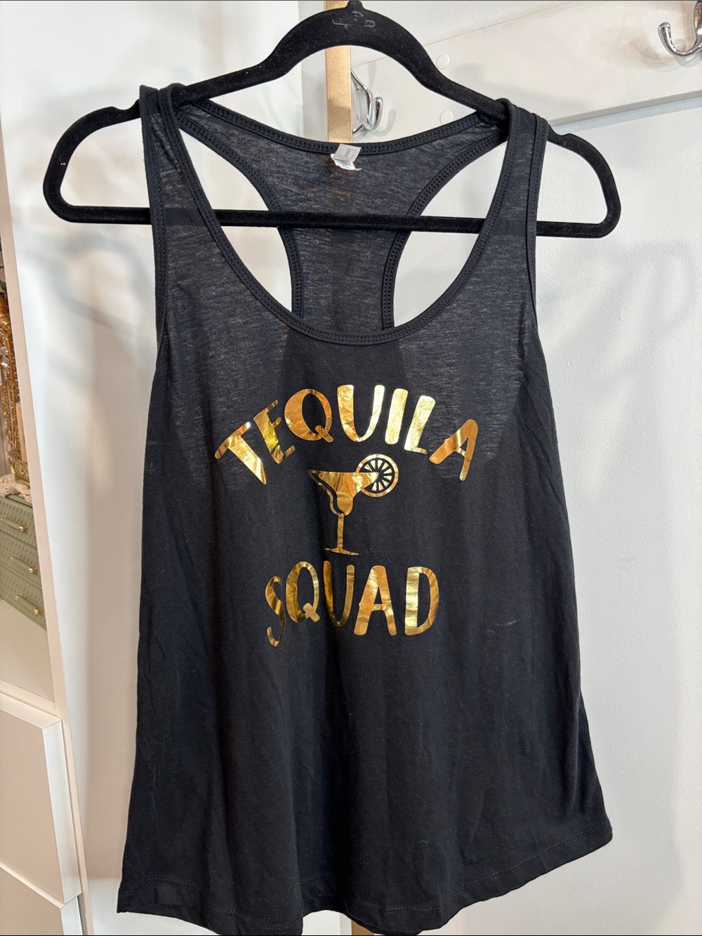 Tequila Squad Women’s Black Tank Top with Gold Foil